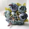 13 Heads Artificial Flower Silk Fabric Realistic Peony Bouquet with Soft Touch Home Wedding Display Office Decoration