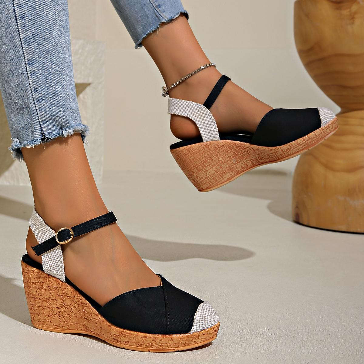 

Новые женские сандалии на платформе, женская обувь, летние эспадрильи на танкетке, высокие каблуки, повседневные туфли с ремешком на щиколотке, разноцветные туфли для женщин 38