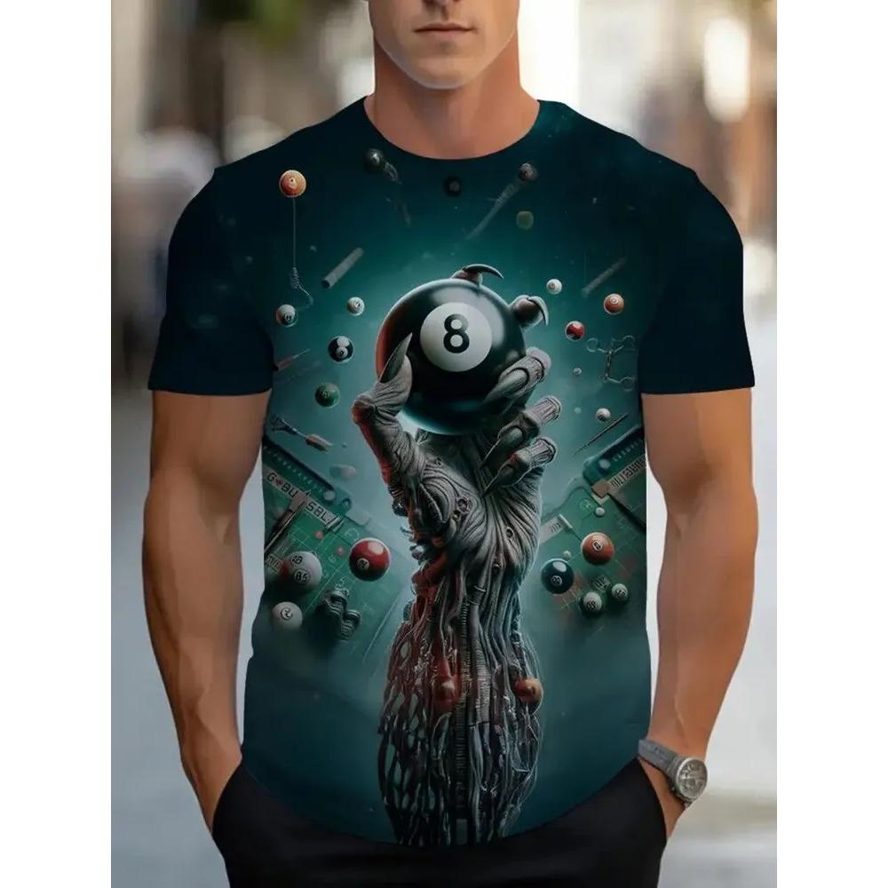 Summer Mens Creative 3D Printed Short Sleeved T-shirt Fashionable Comfortable Soft Breathable Large Loose T-shirt