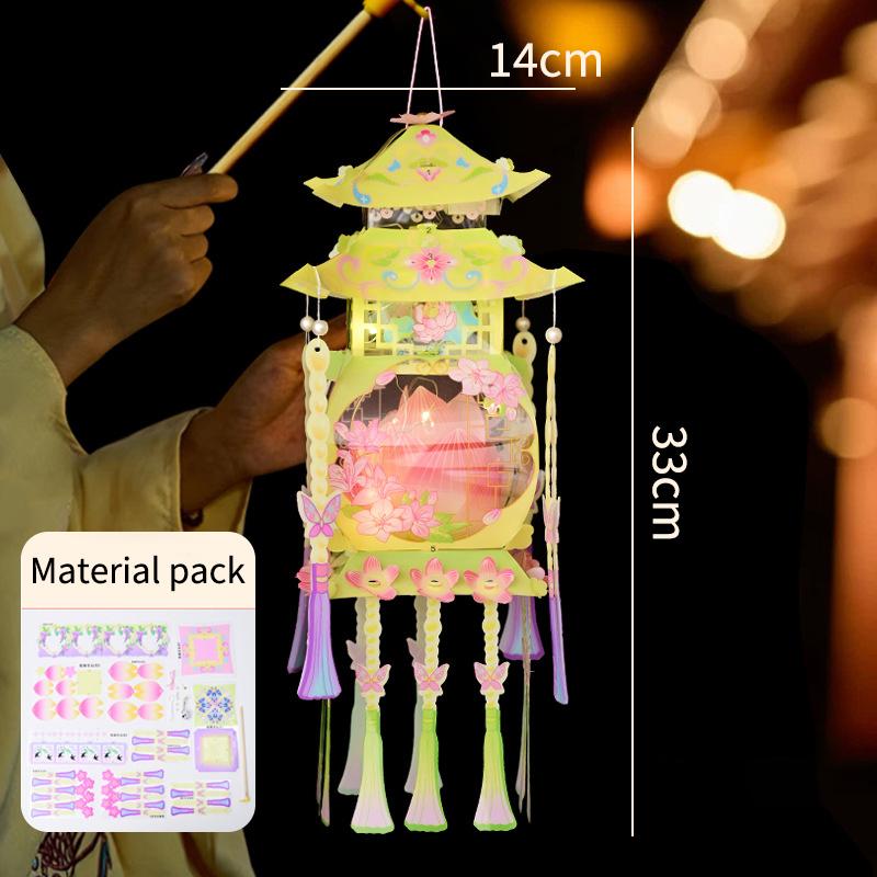 Mid Autumn Festival Lantern Palace Shape DIY Lantern Handmade Luminous Lamp Holiday Hanging Light Decor Birthday Gift Lanterns