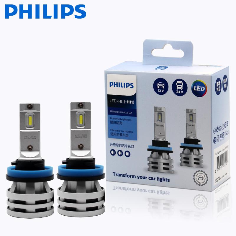 Philips Ultinon Essential G2 LED H1 H4 H7 H8 H11 H16 HB3 HB4 H1R2 9003 9005 9006 9012 6500K Car Headlight Auto Fog Lamp (2 Pack)