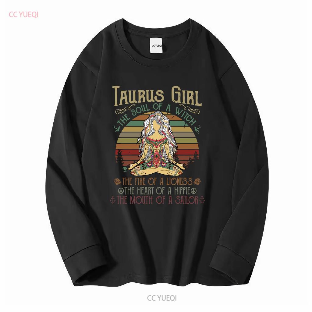 Taurus Girl The Soul Of A Witch T Shirt Cotton Crew neck long or short sleeves vintage Washed Slightly Soft streetwear