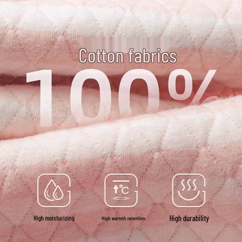 Langsha Girls' Half-High Collar 3-Layer Cotton Thermal Underwear Set