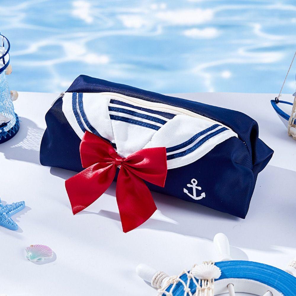 Bow Tie Design Pencil Storage Bag Sweet Makeup Bag Girls Stationery Pen Organizer  Children