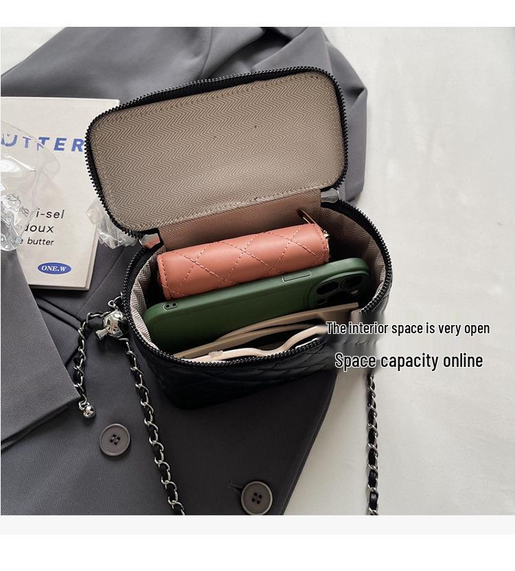 Women's 2025 Argyle Embroidery Small Handbag: Versatile Chain Crossbody, Handheld Box, Square Bag for Spring/Summer Fashion