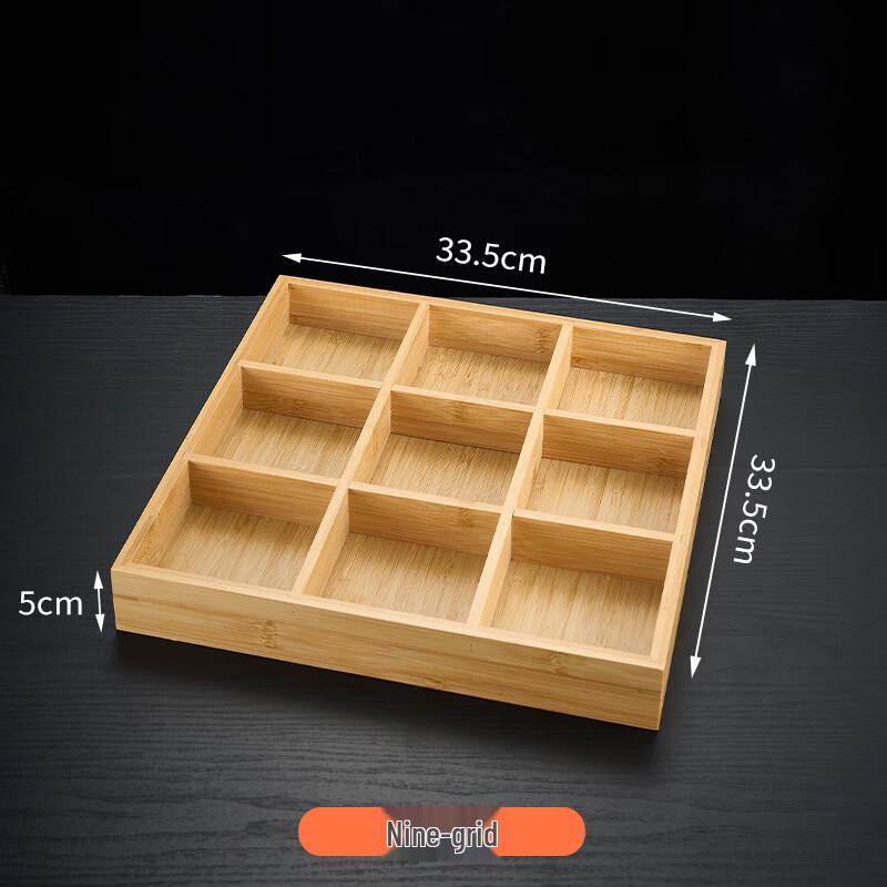 9-Compartment Bamboo Wooden Serving Platter