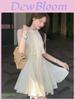 French Lady Irregular Waistless Chiffon Dress With Halter Neck For Summer Fashion