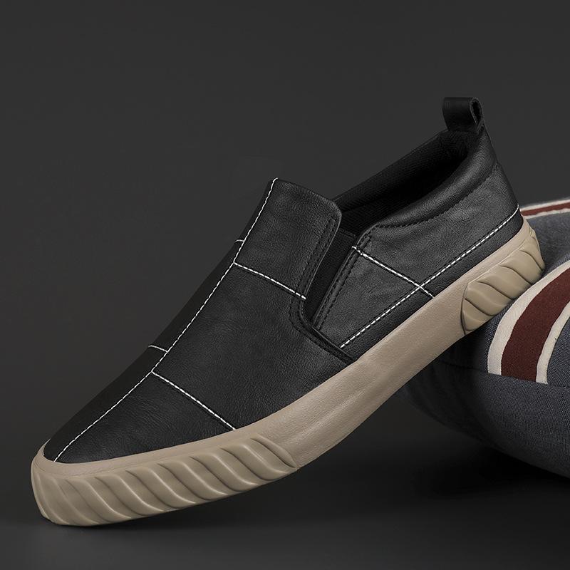 Spring Autumn  Men's  Shoes Leather Casual  Designer Fashion Leisure Loafers Slip-On Flat Shoes