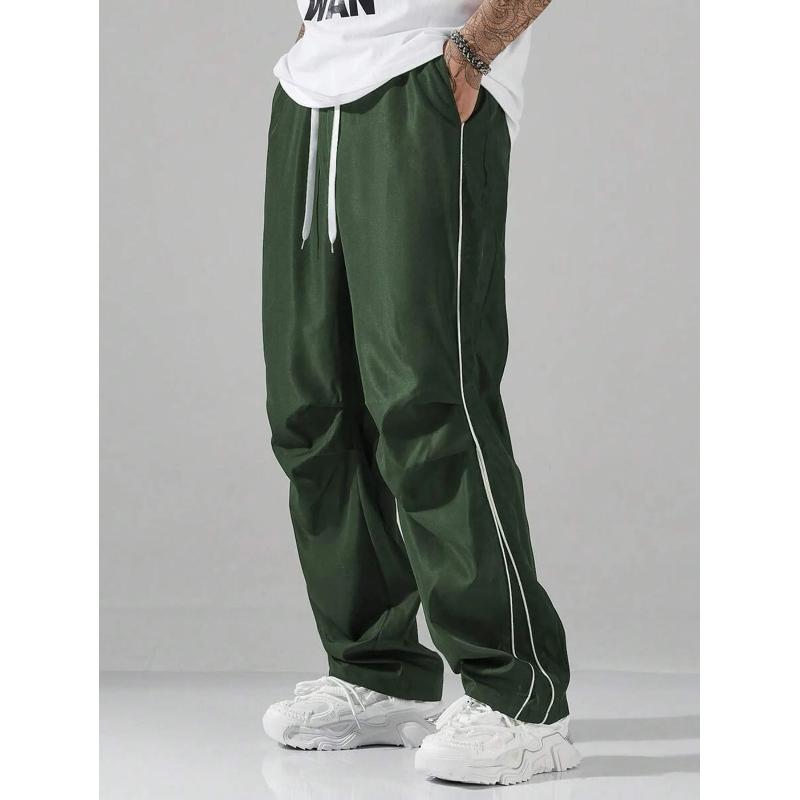 Retro Vintage Wide Leg Loose Pants Spring Summer Me High Elastic Waist Pocket Sporty Long Trousers