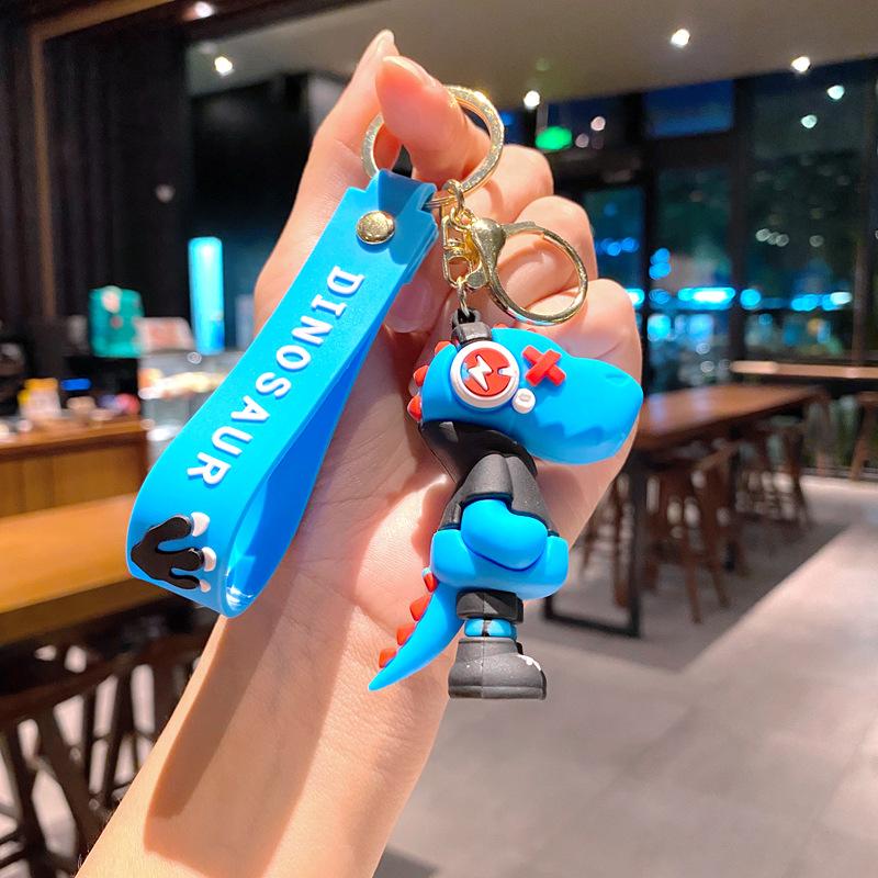Cartoon Lightning Music Dinosaur Keychain Doll Pendant Animation Keychain Student Schoolbag Pendant large