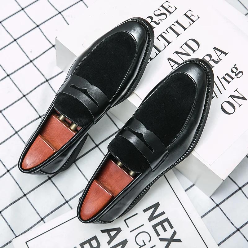 Fashion Italian Moccasins Men Loafers Suede Oxford Classic Original Derbies Shoes Slip-On Wedding Shoes Pointed Toe Dress Leather Shoe