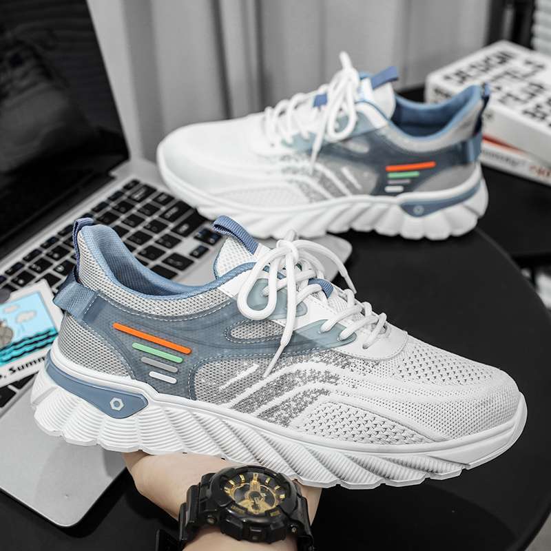 Men's shoes summer breathable thin deodorant mesh shoes men's sports and leisure running student versatile dad trendy shoes