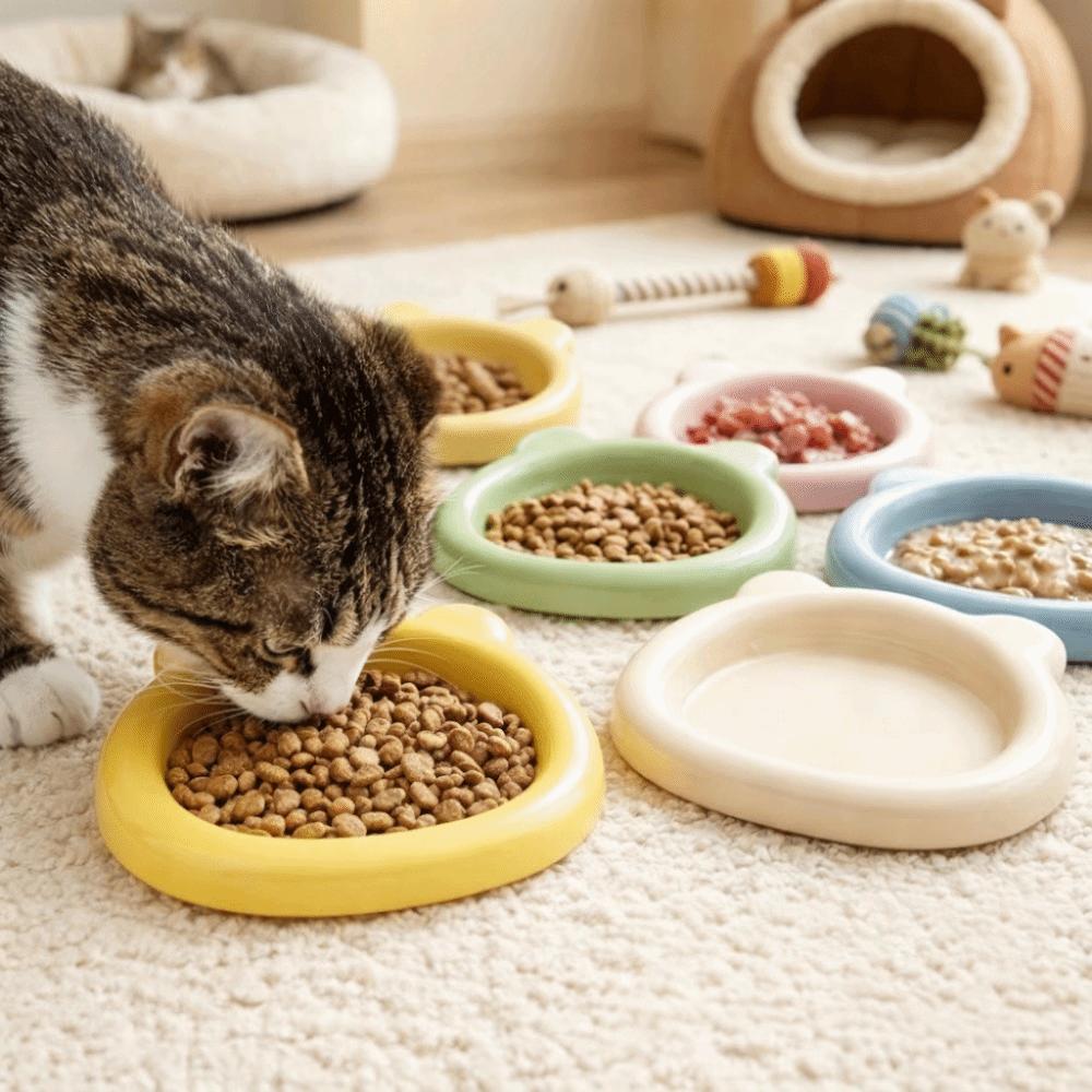 Plastic Cat Food Plates Food Grade Pet Snack Dish Lightweight Kitten Bowl Daily Use