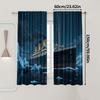 2pcs Titanic-Themed Dark Sheer Curtains – Made of Polyester with Rod Pocket Design, Perfect for Bedroom or Living Room Decor