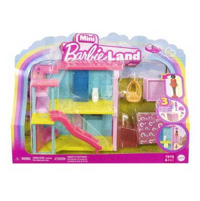Barbie Mini Barbie Land Dream HouseBlue/YellowDress Up Doll/House Play/Pretend Play Micro Doll 1 Play Set Ages 6 and Up Pink HYF46