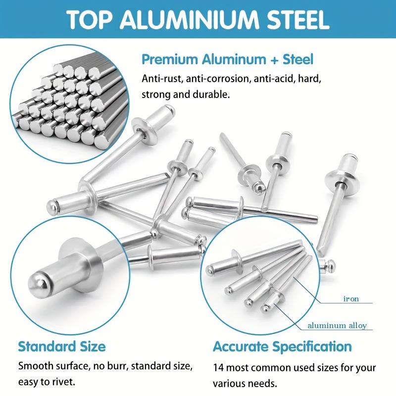 200pcs 8 Sizes Aluminum Blind Rivets+Aluminum Blind Rivet Pliers Gun + 4pcs Drill Bits for DIY Automotive Projects!