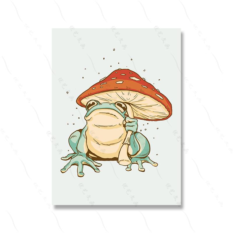 Frog Mushroom Umbrella Cartoon Game Hd Poster Print Animal Comics Canvas Painting Kids Room Home Decor Anime Art Wall Picture