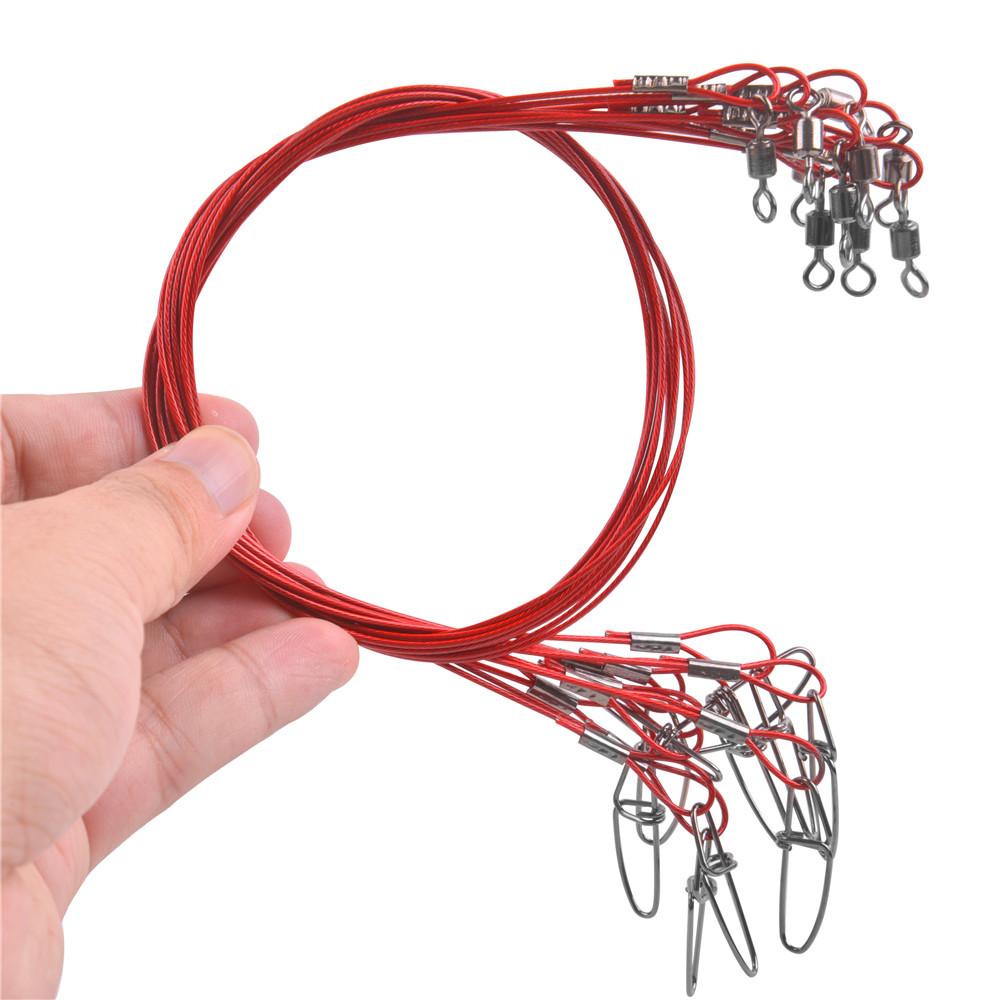 20 Adet 50CM 150LB Balıkçılık Liderleri Tuzlu Su Büyük Oyun Çelik Balıkçılık Tel Lider hattı Fırdöndüler ile Balıkçılık takımı Aksesuarları için