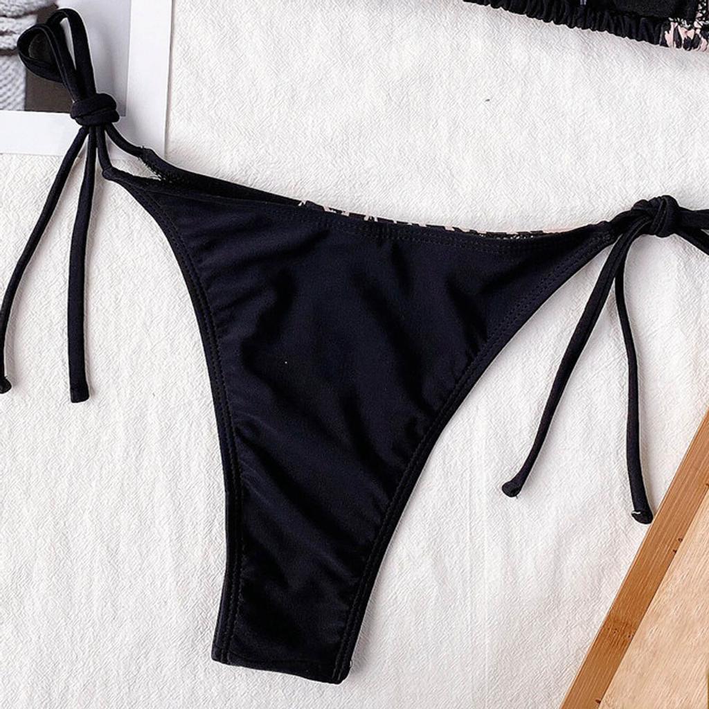 Dámské leopardí patchworkové bikiny Push-Up vycpané plavky plavky plážové oblečení set