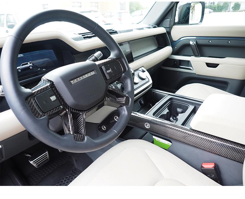 Carbon Fiber Steering Wheel Button Frame for 2020-2022 Land Rover Defender 110/90 Interior