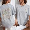 Women's Spring/Summer Fresh Print Short-Sleeve Top Breathable Loose-Fit Pullover T-Shirt