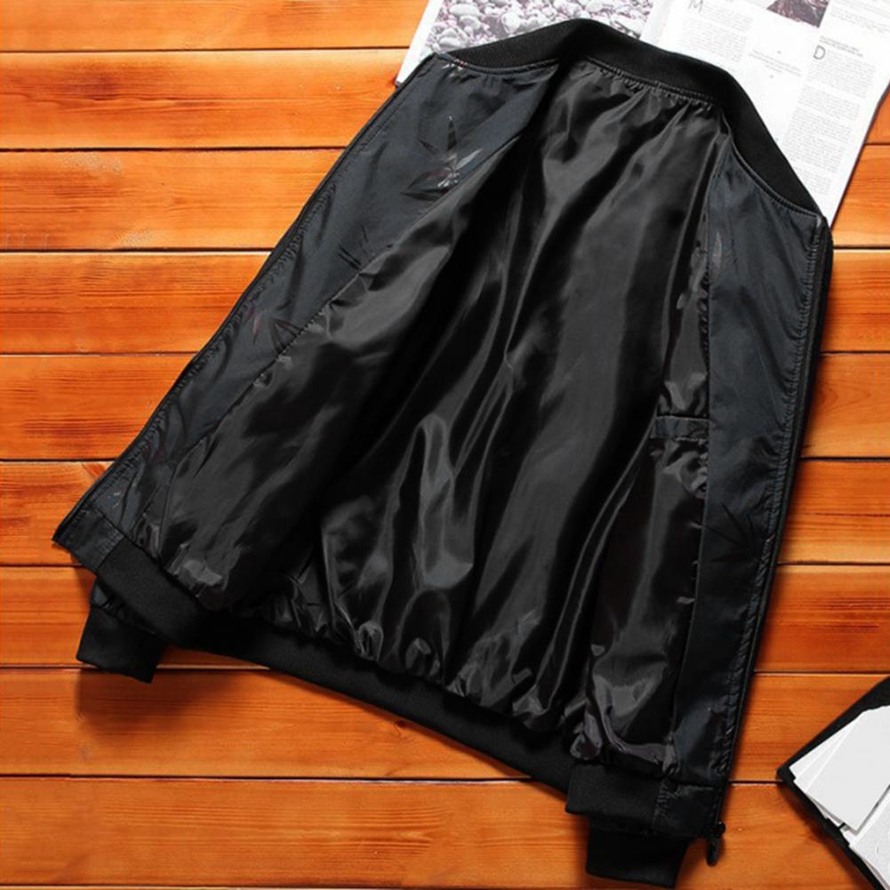 Herrjacka Rock Ståkrage Långärmad Dragkedja Knäppning Jacka med Fickor Tryck Elastisk Fåll Casual Ytterkläder Streetwear