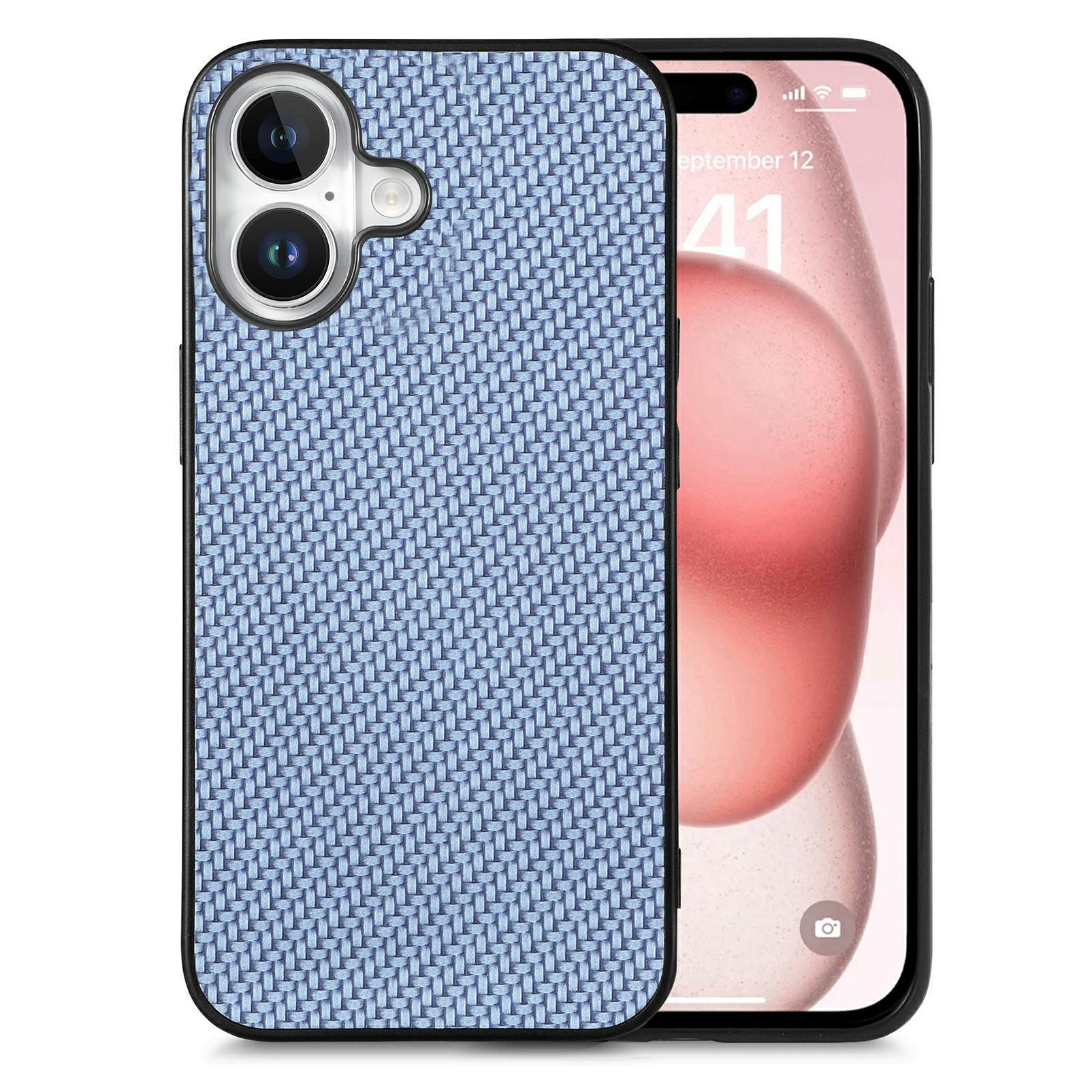 

For iPhone 16 Case Carbon Fiber Texture PU Leather + PC + TPU Phone Cover