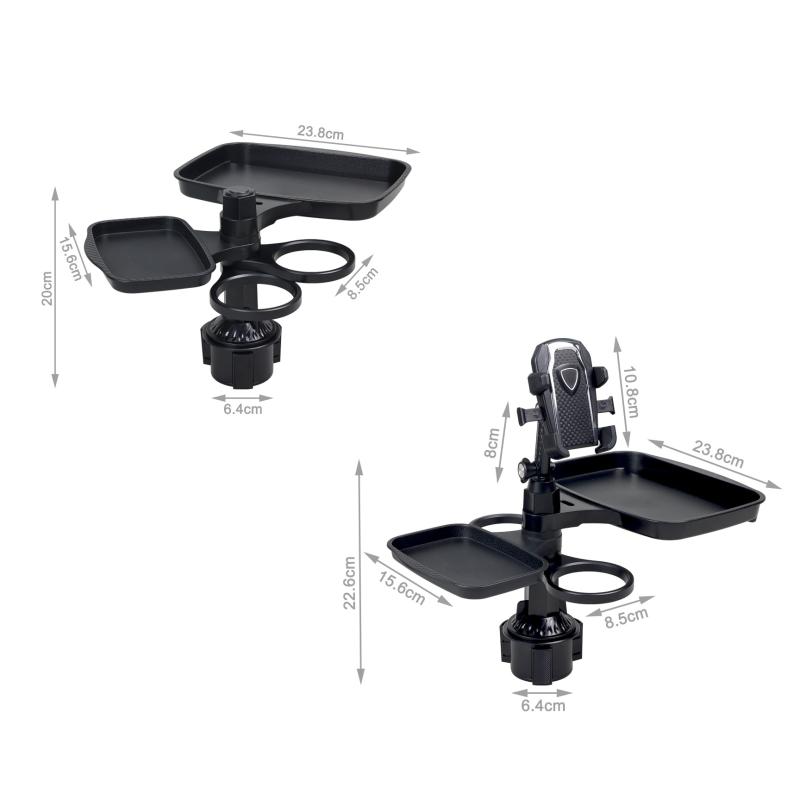 3-In-1 Detachable Car Cup Holder Tray-Expandable Food Table With 360° Rotating Design,Sturdy Base For Long Road Trips Table Tray