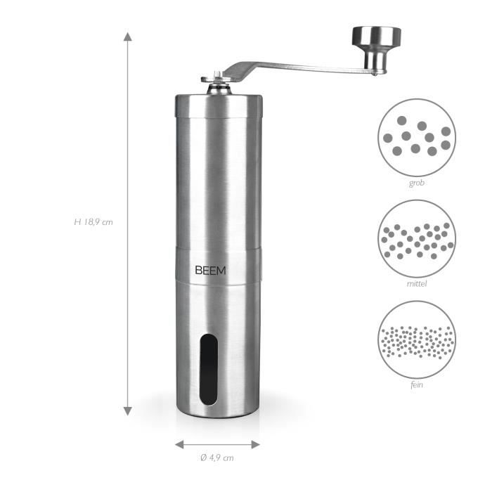 Moulin à café - beem - grind-2-go - manuel - 40 g - réglage du degré de meulage