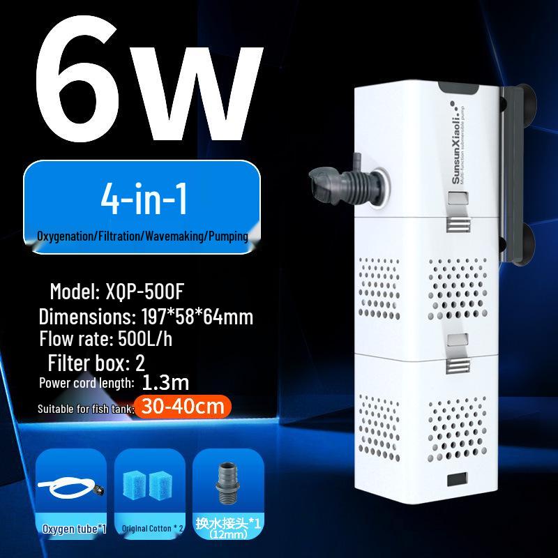 Three-in-One Submersible Fish Tank Pump with Built-in Filter & Aeration
