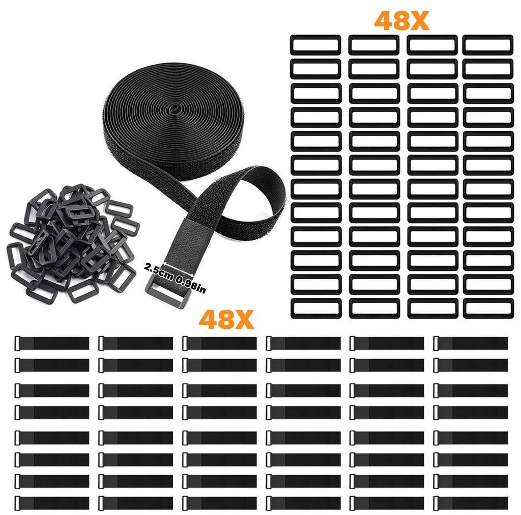 Reusable Nylon Fastening Cable Ties Hook Loop Adjustable Self-Adhesive Securing Strap Fastener Tape Cable Cord Management