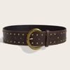 Punkinspired Leather Rivet Belt With Double Row Stitching Urban Style Outfits