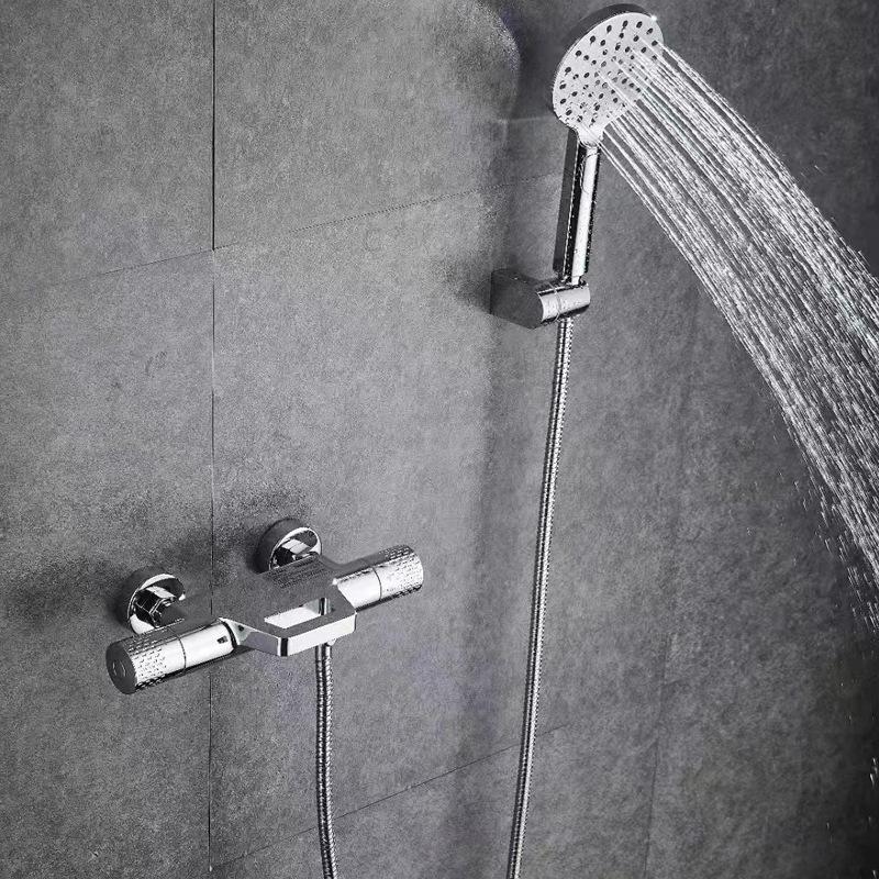 New Chrome Bathroom Shower Faucet Set Thermostatic Bathtub Shower Mixer Set Wall Mounted Brass Waterfall Style Chrome