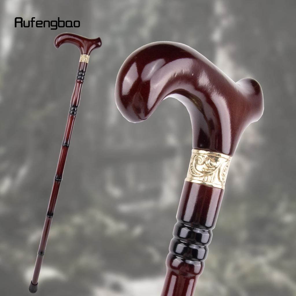 Roter Holzstock mit einem Gelenk, modischer Gehstock, dekorativer Cosplay-Stock, Halloween-Streitkolben, Krücke, Stab, Krummstab, 92cm