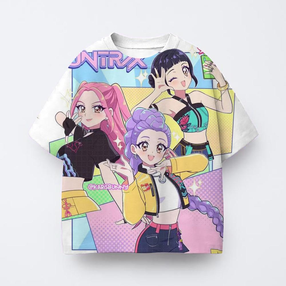 Dívčí K-popové tričko Demon Hunter s krátkým rukávem, anime dětské oblečení, značka Tiger, styl Harajuku, top tričko