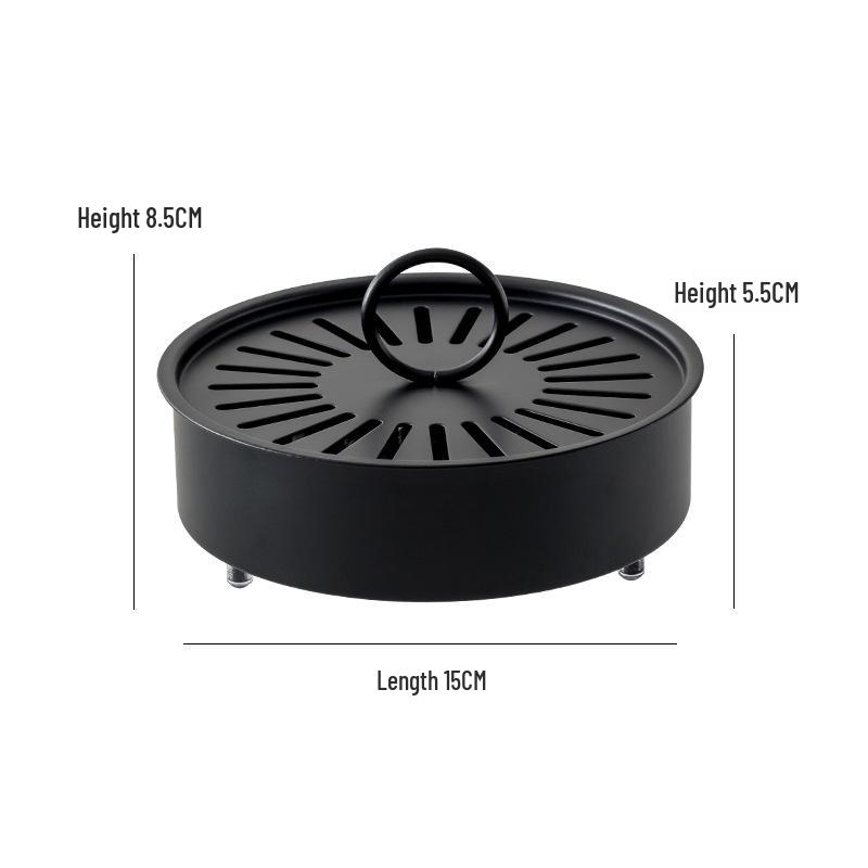 Fireproof Wrought Iron Mosquito Coil Holder with Lid - Creative Carbon Steel Ash-Catcher