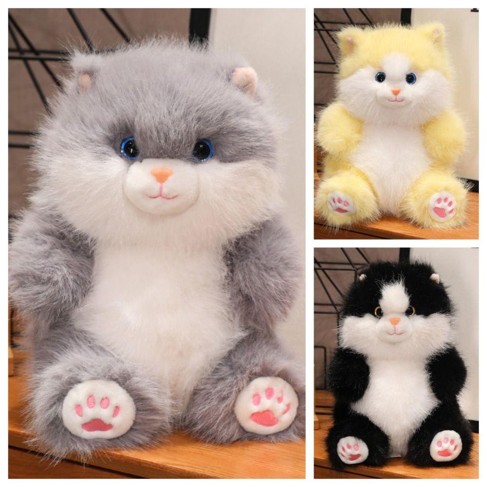 Soft Simulation Cat Plush Toys PP Cotton Gray Kitten Soft Dolls  Decorate Present