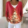 Women's Fashion Long Sleeve Christmas Snowman Snowflake Print Jacket Cardigan