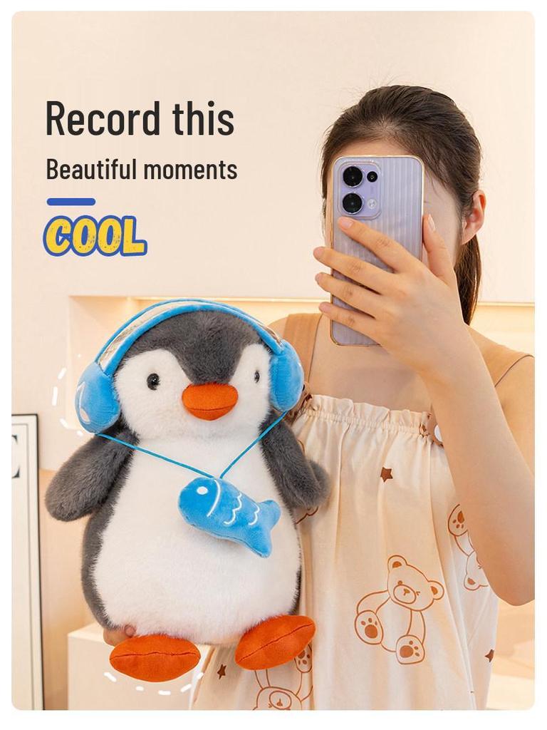 Plush Little Penguin Headphone Pillow - Stuffed Toy & Birthday Gift for Girls