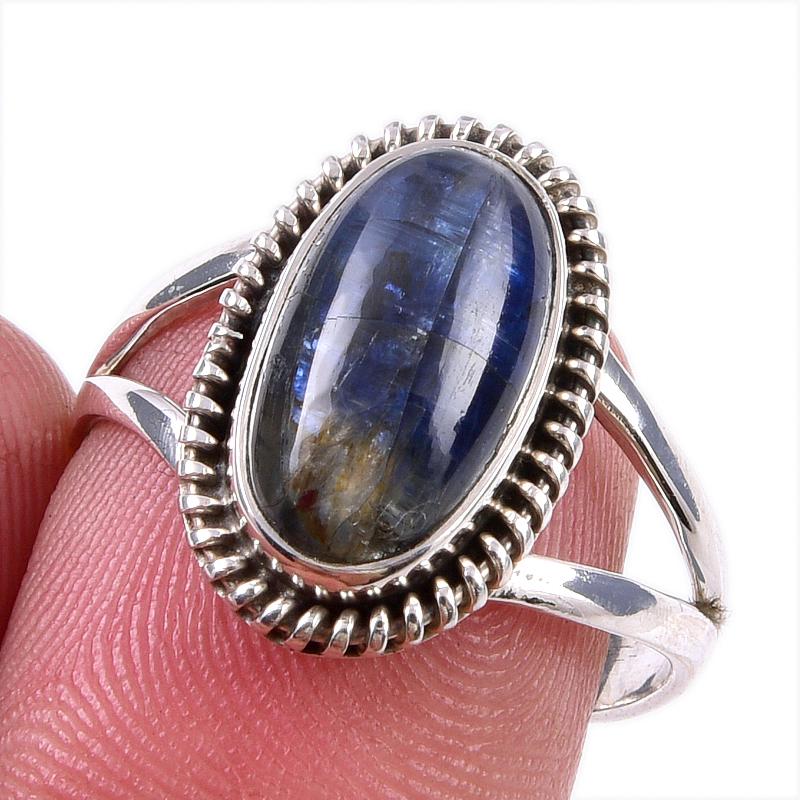 

Natural Kyanite Gemstone Handmade 925 Solid Sterling Silver Gift Ring S.8 Y6w45