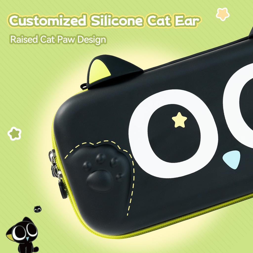 GeekShare Switch Compatible with Switch 2 and OLED HDMI and Other Large Capacity Full Holds 10 Game Birthday Gift Luo Black Case, Models, 2025,