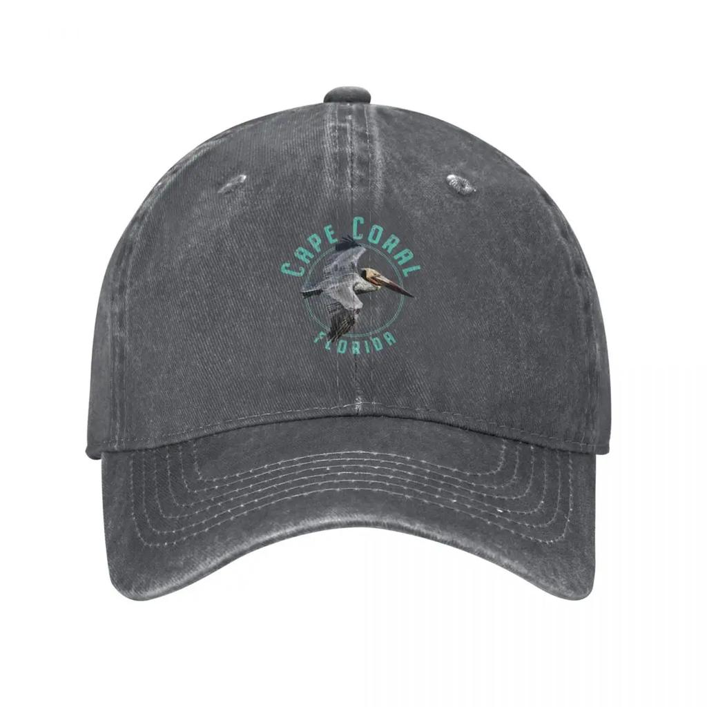 Cape Coral Florida Pelican Design Baseball Cap Horse Hat Wild Ball Hat Christmas Hat Winter Hats for Unisex Unisex Golf Wear Womens
