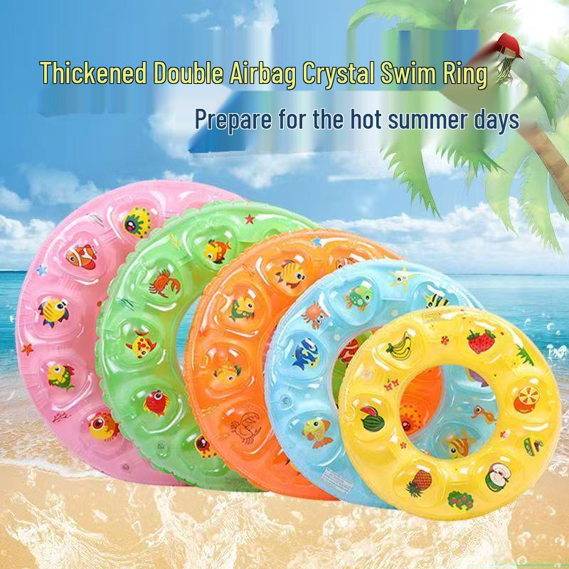 Inflatable Double-Layer Crystal Swimming Ring for Kids 3-6 Years, Thickened PVC Armpit Float 50# Model