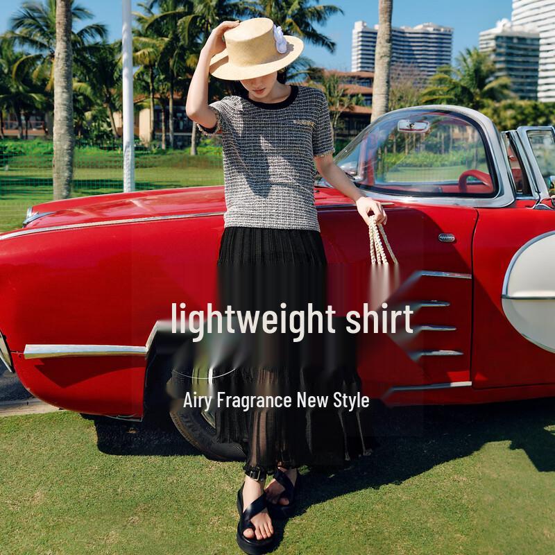 

JUZI ANNACO Женский элегантный текстурированный трикотажный топ с коротким рукавом L