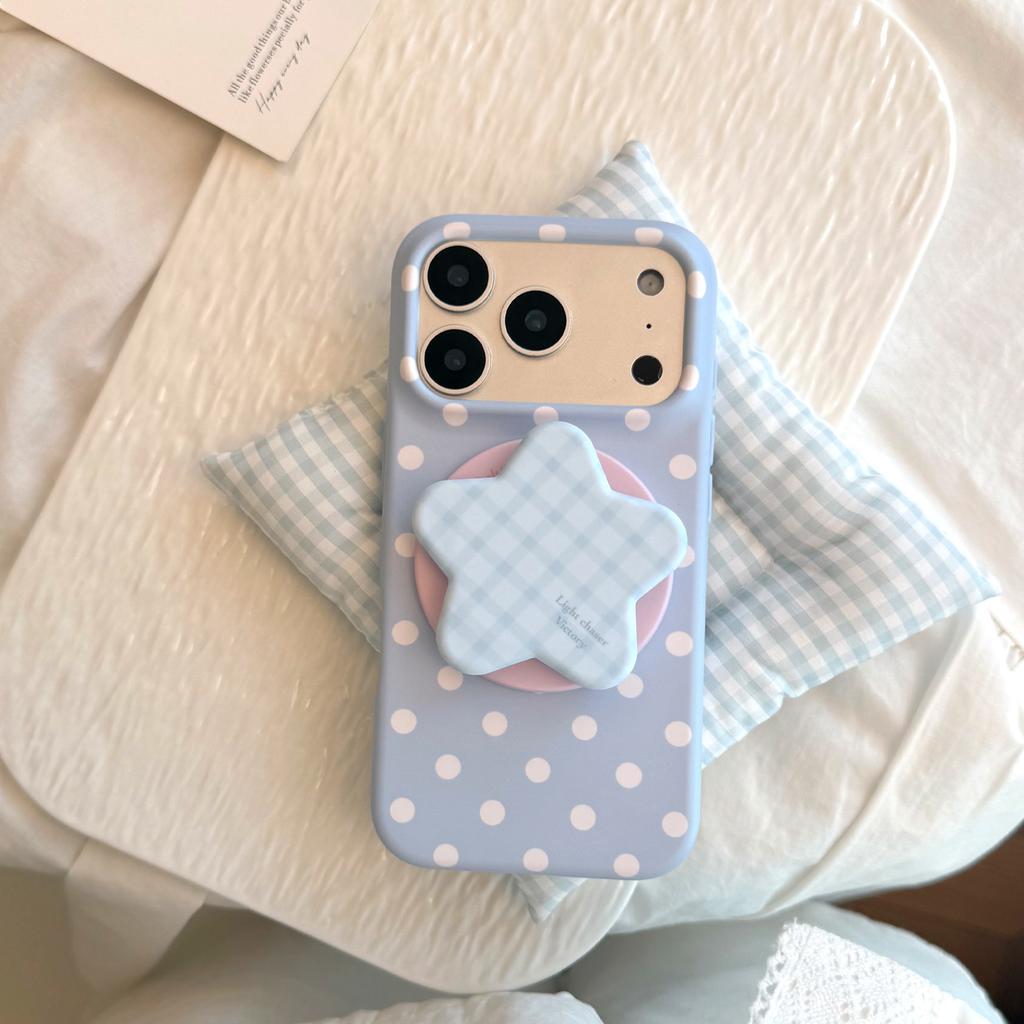 Star Magnetic Suction Bracket Is Suitable for Apple 17promax Soft Film Iphone16 Mobile Phone Case 15 Contrasting Color Polka Dot 13