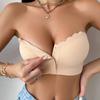 Reggiseno senza spalline con chiusura anteriore e bordo a festoni