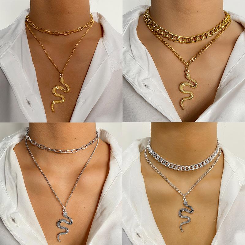 European and American Personality Punk Chain Snake Pendant Hot-selling Niche Design Street Hip-hop Wind Alloy Necklace