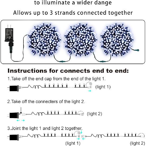 String Lights White, 49ft 306 LED 9mm Frosted Globe String Lights, 11 Modes Christmas Globe Lights, Xmas Tree Ball Lights Outdoor Mini Globe Light