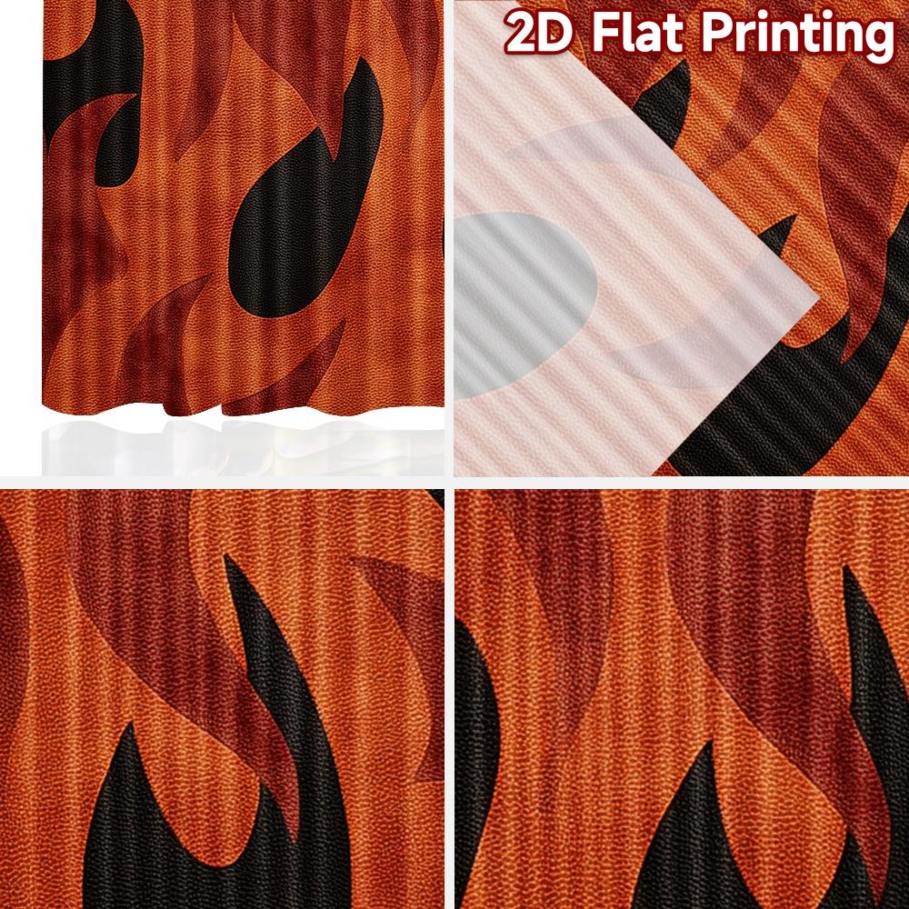 2D FLAT PRINTING 2pcs Curtains (Without Rod) Halloween Fire Flames Design Women is Day Festival Creative Curtains Fabric