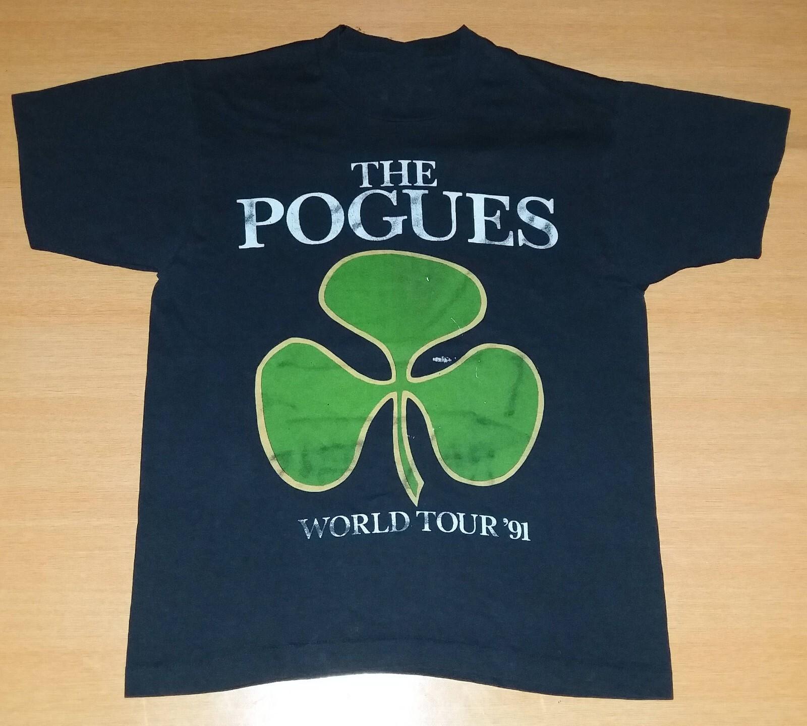 Vtg The Pogues Band World Tour 91 Cotton Black Unisex Shirt TR109 L